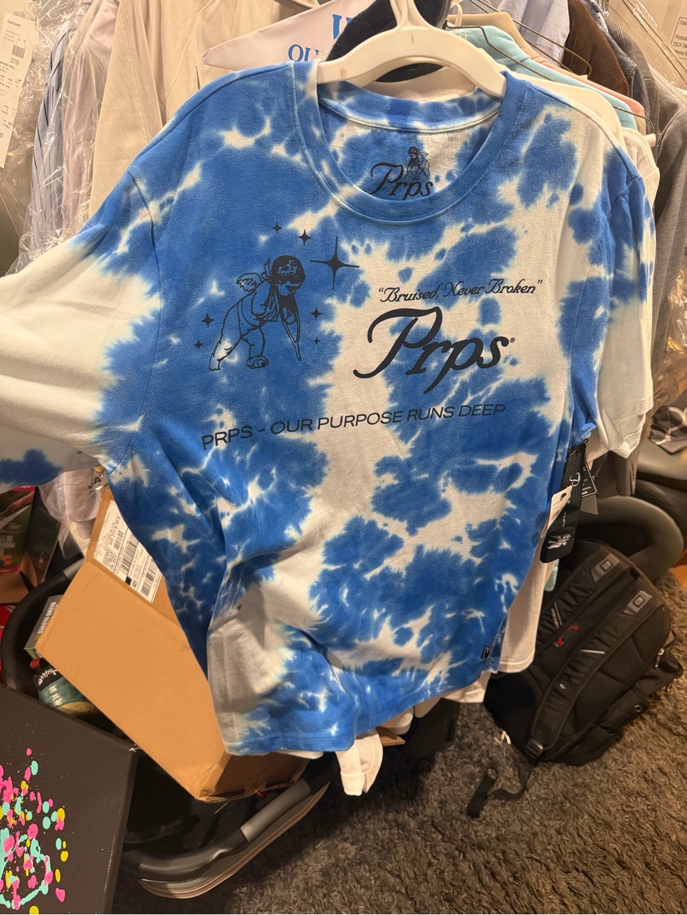 PRPS Blue and White Tie-Dye Graphic Tee